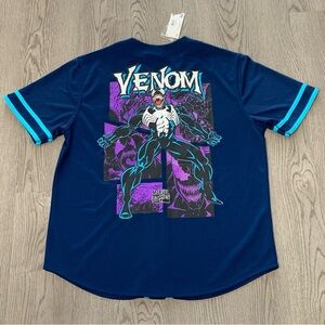 NWT Marvel Venom Blue Baseball‎ Jersey Size Medium  Flaw*